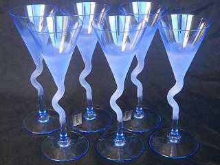 Bohemia Blue Crystal Liquer Glasses   Set of 6 [NEW]  