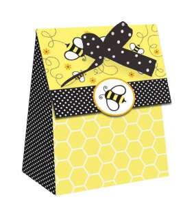  LOT OF 72 BLACK & YELLOW BEE FAVOR BAGS WITH DOT BOWS  