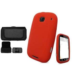Motorola Bravo MB520 Combo Red Silicon Skin Case Faceplate Cover 