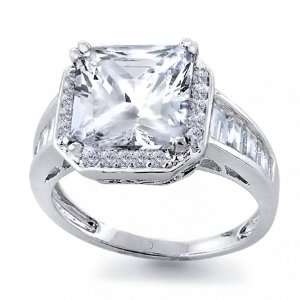   Sterling Silver Art Deco Princess Cut CZ Engagement Ring 5ct Jewelry