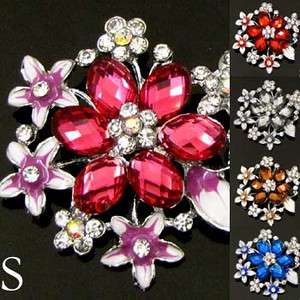    1pc rhinestone crystal glazed flower brooch pin wedding