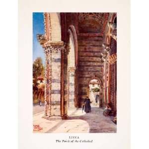  1911 Print Lucca Italy Porch Cathedral William Wiehe 