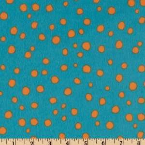  43 Wide Della Flannel Dots Turquoise Fabric By The Yard 
