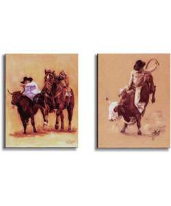 Bull Riding Western Canvas Art Collection  