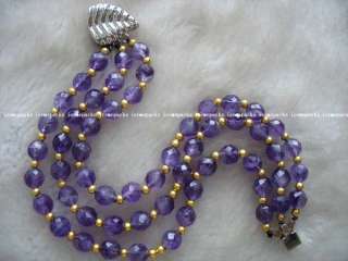 charming 7.5 3rows nature amethyst round faceted brac  