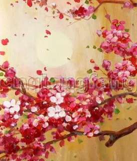 Framed Huge Handmade Art Deco Cherry Blossom Wall Oil Painting On 