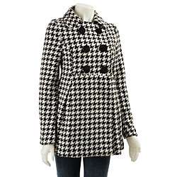 Coffee Shop Womens Houndstooth Babydoll Coat  