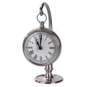   IMAX Round Pewter Finish Hanging Clock Hangs on Stand