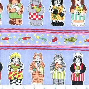  45 Wide Chefs Cats & Dogs Chef Stripe Sky Fabric By The 