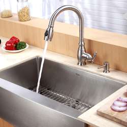   Steel Farmhouse Kitchen Sink/ Faucet/ Soap Dispenser  