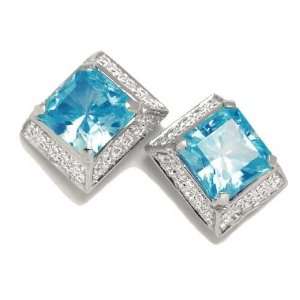  Gioie Ladies Earrings in White 18 karat Gold with Azure 
