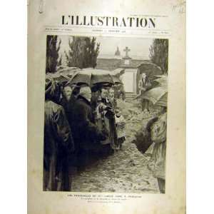  1905 Funeral Loubet Marsanne Grave Cortege French Print 
