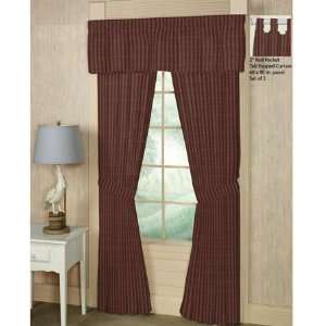 Deep Red With Tan Stripes, Window Fabric Curtains In.  