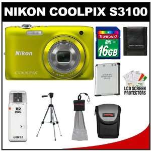  Nikon Coolpix S3100 14.0 MP Digital Camera (Yellow) with 