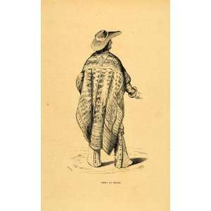   Man Peasant Zarape Serape Mexico   Original Engraving