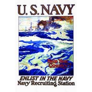 Navy   Help your country Enlist in the Navy   12x18 Framed Print 