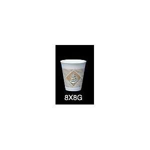  Dart 8 Ounce Cafe G Stock Printed Cups   Green Accents 