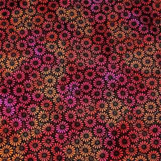   Cotton Fabric Packed Daisy Floral in Black on Gold & Pink FQs  