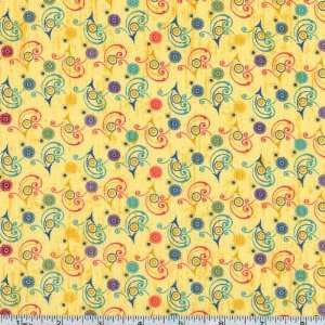   Swirls Yellow Fabric By The Yard mark_lipinski Arts, Crafts & Sewing