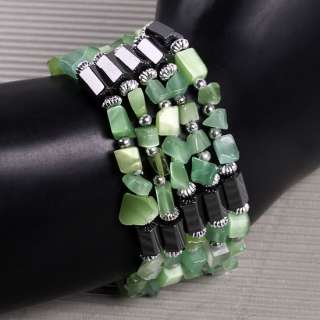 Green Cat Eye Magnetic Hematite Chip Bracelet Necklace  