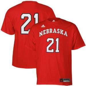   Cornhuskers #21 Scarlet Basketball Player T Shirt