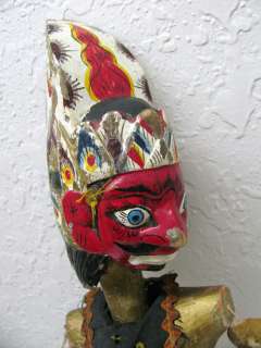 Antique Asian Doll Painted Face Original Hand Carved Wood Toy Play 