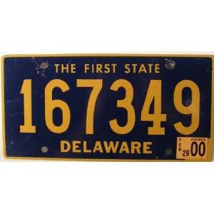  Delaware License Plate Non Embossed Flat with Yellow 