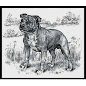  Staffordshire Bull Terrier B&W Counted Cross Stitch Kit 