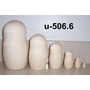Plain Blank Unpainted Russian Nesting Doll *Paint yourself* * 6 pc / 6 