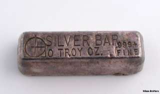   999 Assayed Poured Bullion Bar Fine Silver Investment Precious Metal