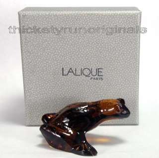 Lalique Crystal Jumping Frog Amber  