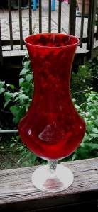 VASE RUBY TO CLEAR TALL TALL DEEP RED VASE SWEET  