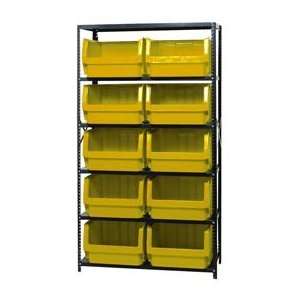   Steel Shelving With 10 Magnum Giant Hopper Bins Yellow