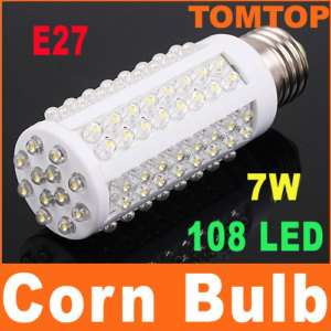 7W Ultra Bright 108 LEDs Corn Light Bulb E27 White  