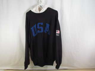 Rare Ralph Lauren Polo Sport Vintage USA Hoodie Sweatshirt Large Black 