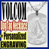 VOLCOM custom design ID Dog Tag Pendant Necklace  