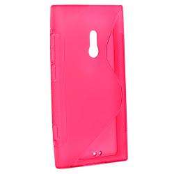 Clear Hot Pink S Shape TPU Rubber Skin Case for Nokia Lumia 800 