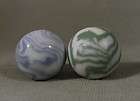 ANTIQUE JASPER VARIEGATED CLAY LINED CROCKERY MARBLES 3/4 Blue &25 