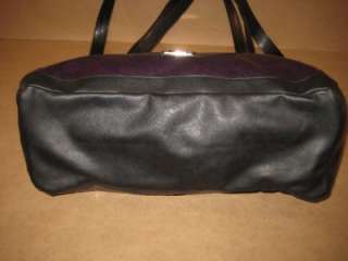 MICHE Dark Purple Black Trim PVC Vegan Shopper Tote Convertible Bag 