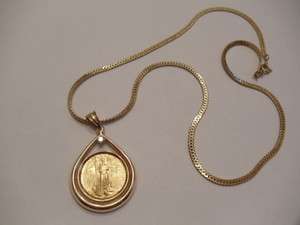 10 DOLLARS 1988 GOLD COIN WITH A 14K GOLD CHAIN DIAMOND  