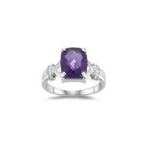  0.01 Cts Diamond & 1.98 Cts Amethyst Ring in 10K White 
