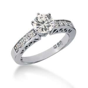  1.05 Ct Diamond Engagement Ring Bridal Set Round Pave 14k 