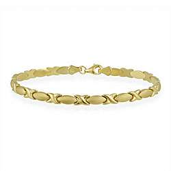 10k Yellow Gold X and O Link Bracelet  