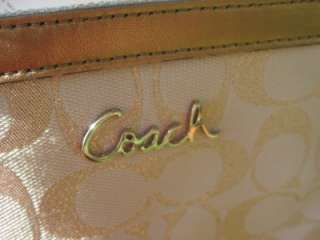 COACH Gallery 12CM Lurex Khaki/Gold East West Tote Purse Bag NWT $298 