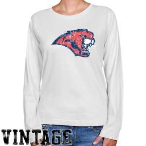 NCAA Houston Cougars Ladies White Distressed Logo Vintage Long Sleeve 