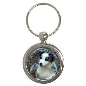  Australian Shepherd Puppy Key Chain (Round) Office 