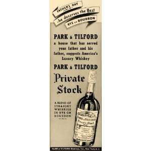  1938 Ad Park Tilford Distiller Private Stock Rye Whisky 