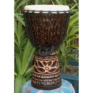  Chocolate Deep Carved African Style Djembe Drum  19 20 