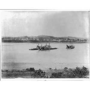  Ohio River,Dredging at Warsaw Bar,1884,barges