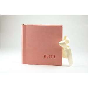  Faux Leather Guest Book with Satin Ribbon